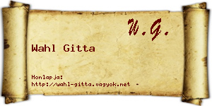 Wahl Gitta névjegykártya